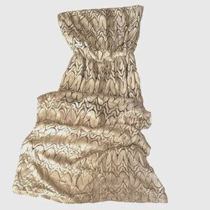 SANS SOUCI STRAPLESS LACE DRESS WOMENS S BEIGE SHEER LONG HALF-LINED POLYESTER